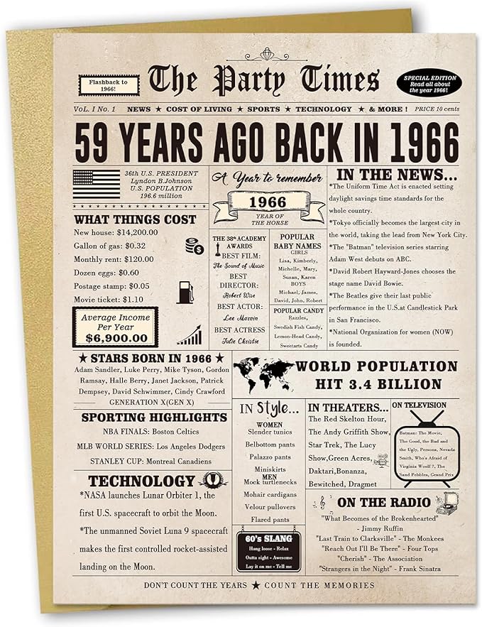 Funny 59th Birthday Card for Her Him, Retro 59th Birthday Decorations for Women Men Mom Dad, Large 59 Years Old Bday Gift Ideas