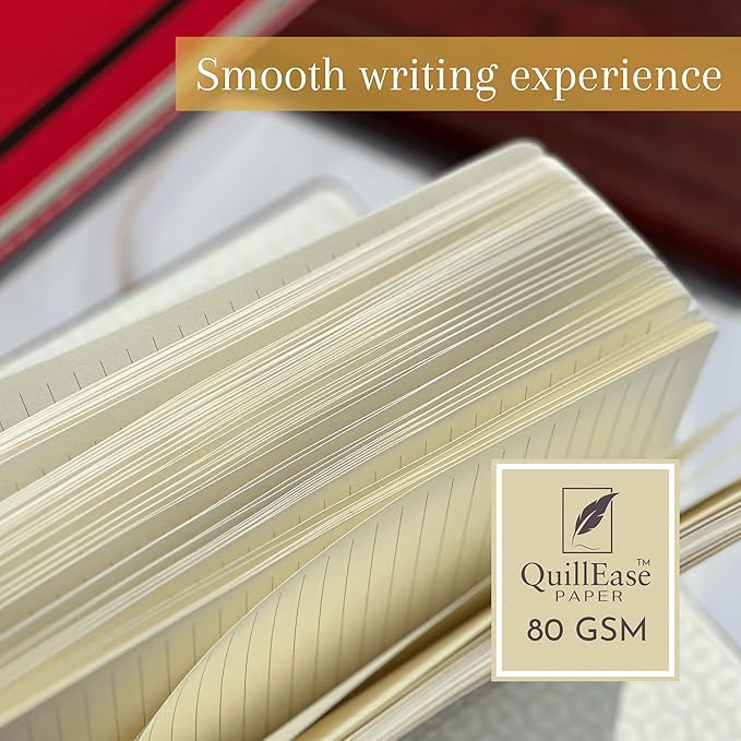 SETTINI® Lined Journal - Classic Journal for Writing Gift Set - Hardcover Vegan Leather, Includes Luxury Pen in a Unique Pen Holder, 192 Pages, 6 x 8.5 inches, Birthday Gifts for Men