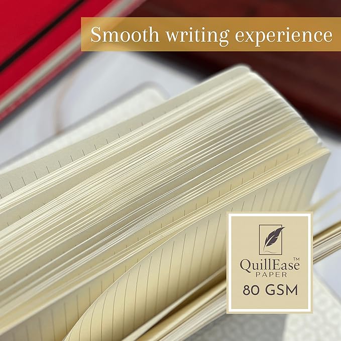 SETTINI® Lined Journal - Flower Journal for Writing Gift Set - Hardcover Vegan Leather, Includes Luxury Pen in a Unique Pen Holder, 192 Pages, 6 x 8.5 inches, Birthday Gifts for Women