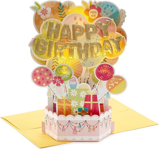 Hallmark Paper Wonder Musical Pop Up Birthday Card (Mylar Balloon Explosion, Plays Happy Birthday)
