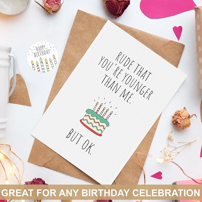 Funny Birthday Cards For Women Men, Happy Birthday Greeting Card for Her Sister Girlfriend, Husband Wife Birthday Gift, 30th 40th 50th 60th Blank Birthday Card for Best Friend with Envelope & Sticker