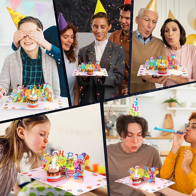 Gumry 19TH Musical Birthday PopUp Card, Blowable Colorful Light Candle 3D Cards with Song, Applause Cheers Sound, Greeting Cards Birthday Gifts Decorations for Girls Boys Turning 19 Years Old