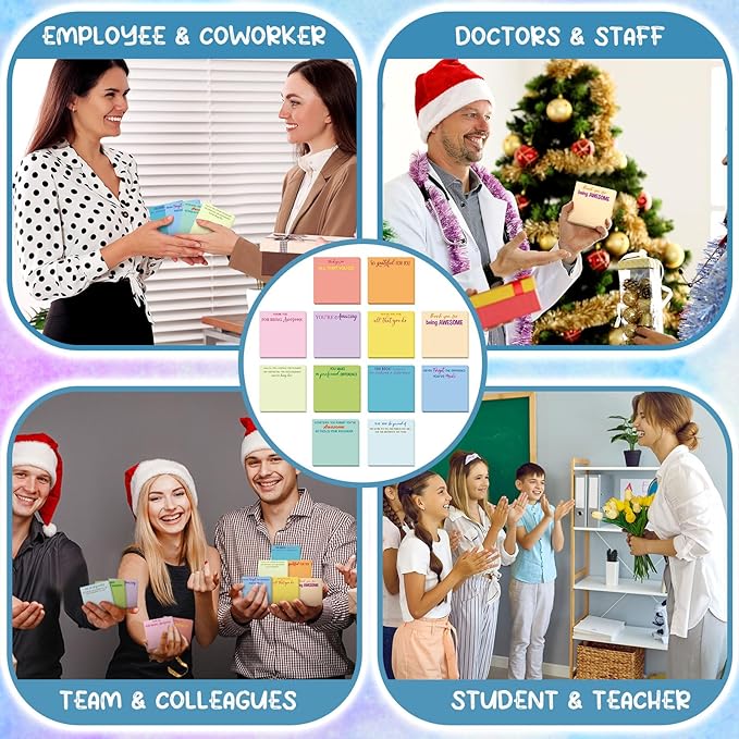 Yinder 24 Pcs Employee Appreciation Sticky Notes Thank You Gifts Bulk Note Pads with Sayings Teacher Gift Mini Pocket Inspirational Notepads for Coworker Office Supply 3 x 3''(Colorful,Thanks)