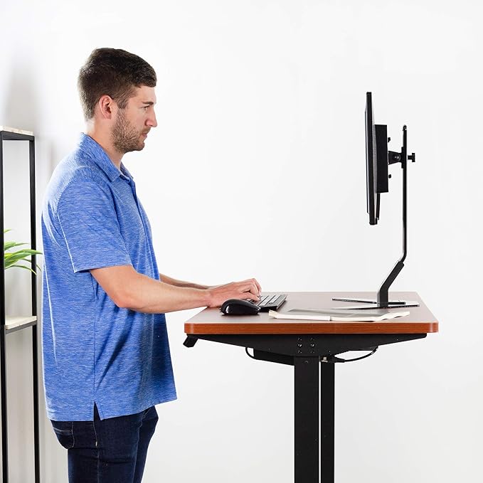 VIVO Dark Walnut 43 x 24 inch Universal Solid One-Piece Table Top for Standard and Sit to Stand Height Adjustable Home and Office Desk Frames, DESK-TOP43D