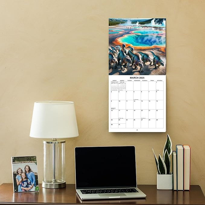 2025 Dinosaurs in National Parks Monthly Wall Calendar | 12" x 24" | Thick Sturdy Paper | Dinosaur Calendar 2025