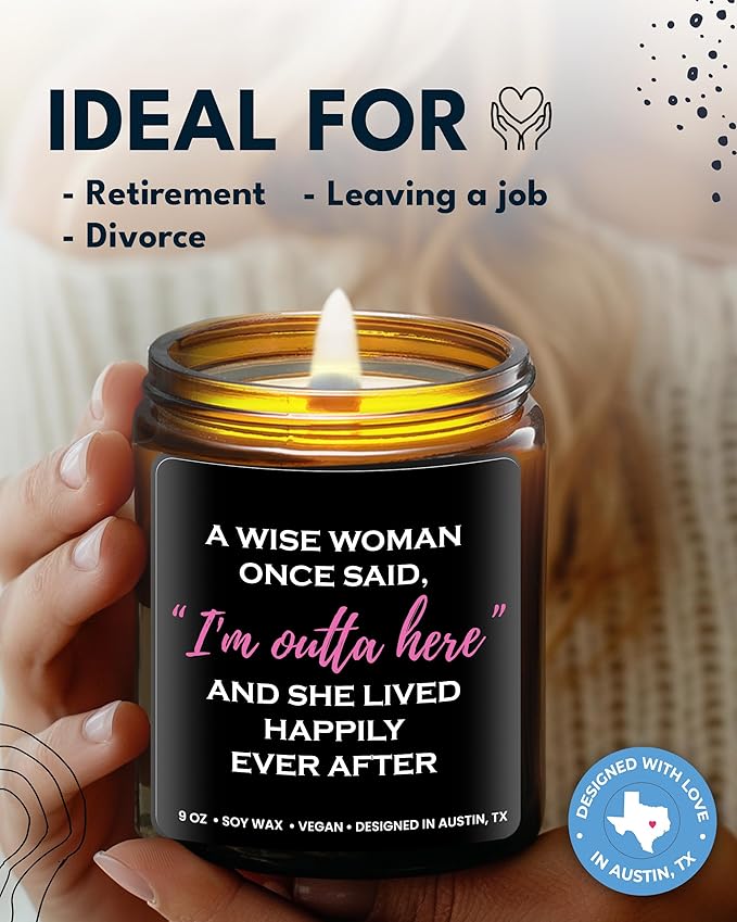 Funny Retirement/Divorce Candle, Cool Retirement Gifts For Women, Divorce Gifts For Women, Best Retirement Gifts For Women, Farewell Gifts For Colleagues Coworker Teacher, Happy Retirement Gifts Ideas