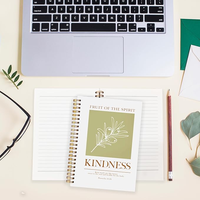 BearCake Bible Notebooks for Note Taking,Bible Journaling Notebook,Christian Notebook Journal,Fruit of the Spirit Kindness Christian Gifts for Women，Spiral Notebook 5.5x8.3