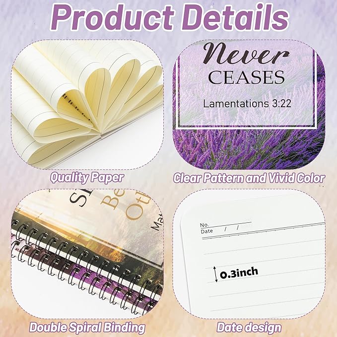 2Pack A5 Natural Scenery Religious Spiral Notebooks - Bible Verses Notebooks, Ruled Hardbound Lined Journal, Writing Notebooks, Inspirational Christian Christmas Gift, Sunday School Supplies