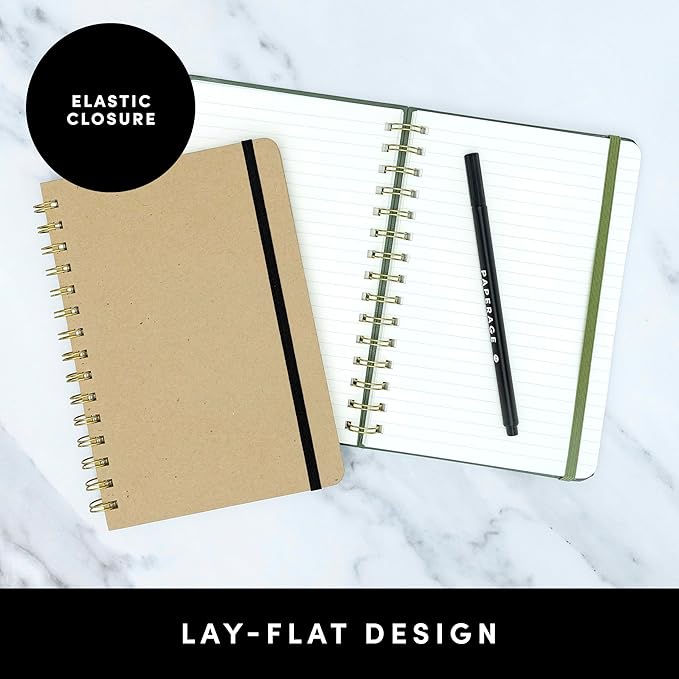 PAPERAGE Lined Spiral Journal Notebook, (Geometric Lavender), 160 Pages, Medium 5.5 inches x 8 inches - 100 GSM Thick Paper, Hardcover, Double-Wire Spiral Journal & Notebook