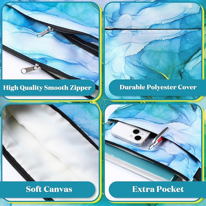 6 Pcs Book Sleeve with Zipper Book Covers for Paperbacks, Protector Hardcover Marble Printed Pouch Bags for Lovers Teacher Student Gifts, Medium 11 x 8.7 Inch (Quicksand with Glitter)