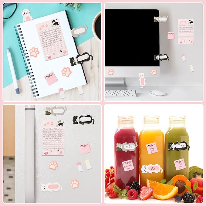 I Just Really Like Cat Sticky Notes Set, 550 Sheets, Cute Cat and Paw Shaped Self-Stick Notes Pads Animal Divider Tabs Bundle Writing Memo Pads Back to School Office Supplies Small Gift