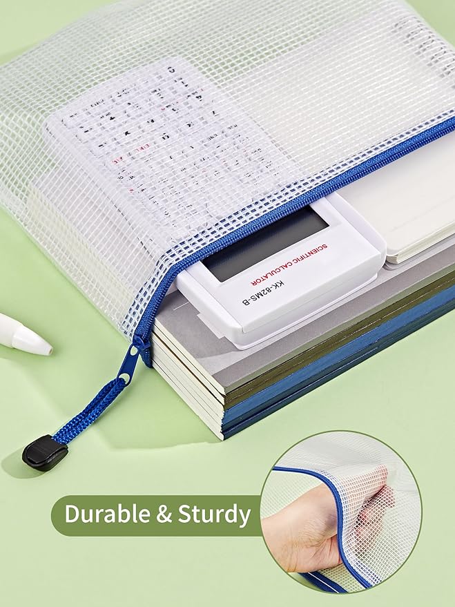 JARLINK 20 Pack 10 Colors Zipper Mesh Document Pouch, 6x9 Inch/A5, Plastic Water-Resistant File Bags, for School Office Supplies, Cosmetics Travel Storage, Assorted Color