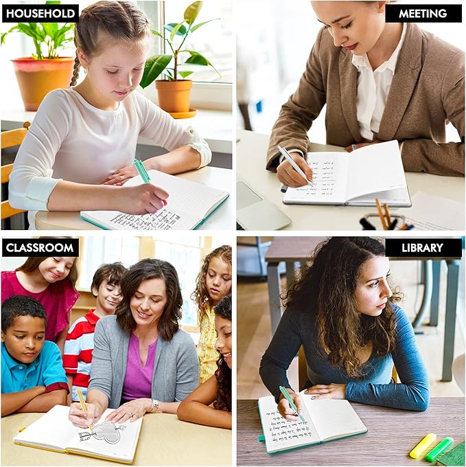 feela Notebooks Journals Bulk, Hardcover Notebook Classic Ruled Journal Set with Pen Holder for School Business Work Travel Writing, with 12 Black Pens, 120 GSM, 5.1”x8.3”, 12 Pack, A5, Solid Colors