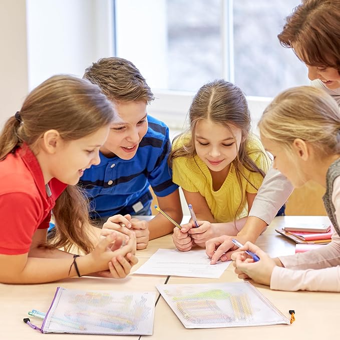 JARLINK 36 Pack 10 Colors Zipper Mesh Document Pouch, A4 Letter Size Mesh Bags for Board Games & Puzzles, Waterproof Document Zipper Pouches for Office School Supplies, Toys, Cosmetics Travel Storage