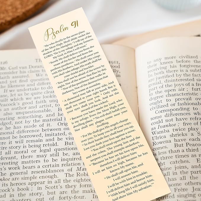 Bible Verse Psalm 91 (2"X8") Christian Bookmarks, Christian Bookmark, Page Marker Divider, Christian Gifts for Men Woman Father Mother Faith Hope Encouragement (Pack of 4)