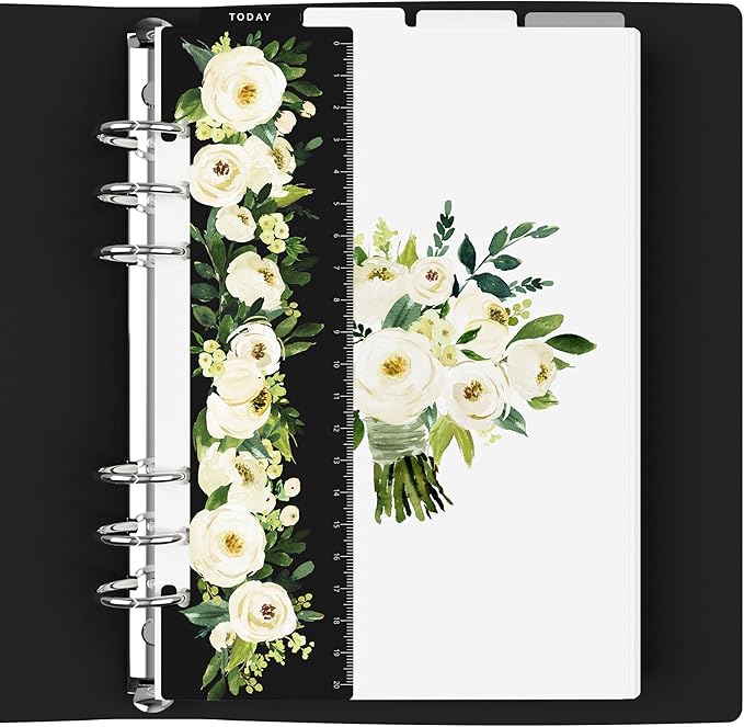 Discagenda Rosa Blanca Today Marker Ruler and Dividers Set for Planner Personal Organizer, Ringbound A5 (5.8x8.3in)