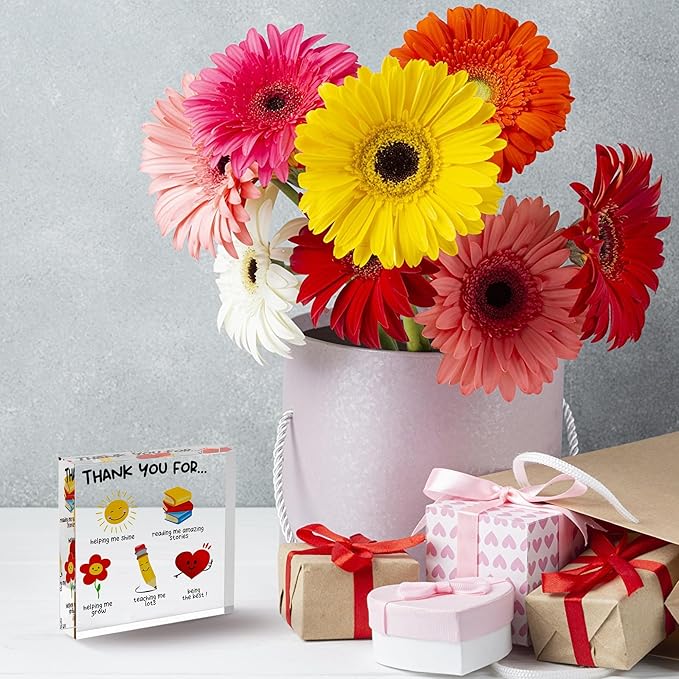 Gifts for Teachers - Unique Teacher Gifts from Students - Cute Acrylic Teacher Gift Block - Thank You Gifts for Teachers - Elegant Teacher Christmas Gifts, Teacher Thank You Gift