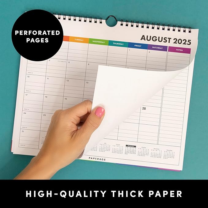 PAPERAGE Calendar 2025-12 Month (Navy), Minimalist Wall and Desk Calendar with Monthly Views and Yearly Plans – Small (9 in x 11 in)