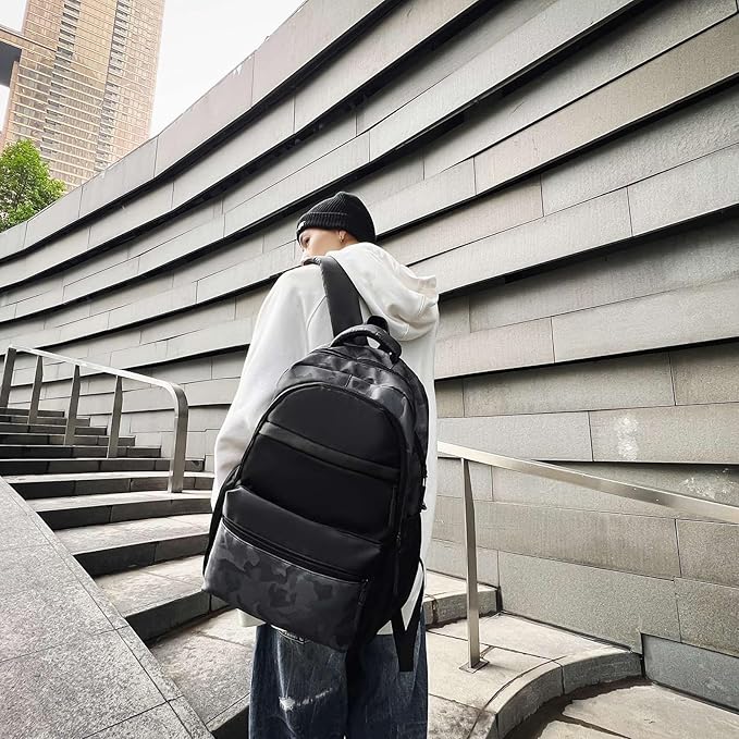 Cute Backpack for School Kids Camouflage Laptop Travel Backpack for Women Men Casual College Teen Bookbag(black)