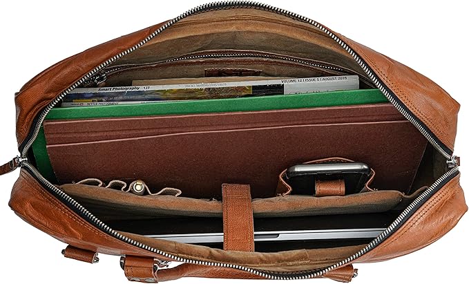 Executive Leather Briefcase Laptop Messenger Bag Satchel Office Computer Bag for Men Women(16") | Ideal for gifts | Gift for him