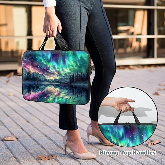 Universal Tablet Laptop Sleeve Case 10 inch, Aurora Landscape Slim Carrying Case Durable Handbag Travel Laptop Bag for 7 to 10-inch Laptops/Notebook/Kids Tablet/ipad/eBook Readers