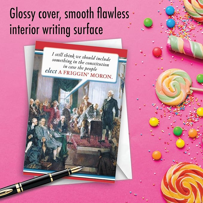 NobleWorks, Funny Birthday Greeting Card with 5 x 7 Inch Envelope (1 Card) Presidential Election Political Humor B-day Card - US Constitution 0753Z