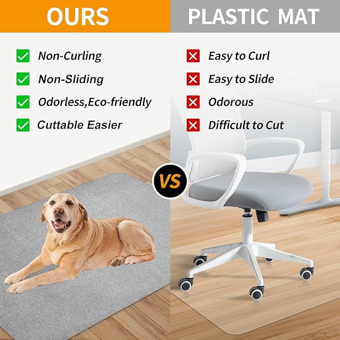 SHAREWIN Office Chair Mat for Hardwood/Tile Floor, 55"x35" Computer Gaming Chair Mat, Under Desk Low Pile Office Rug, Easy-Clean Floor Protector Mat, Light Grey