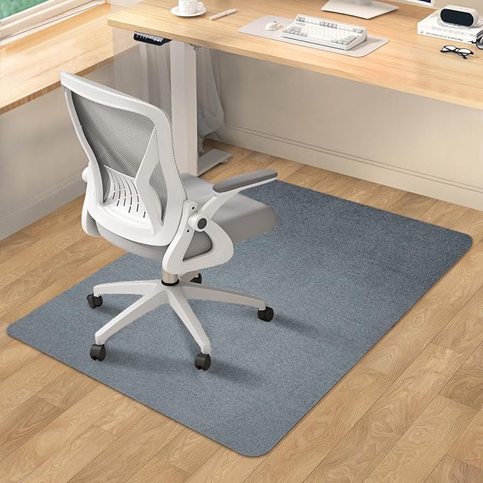 SHAREWIN Office Chair Mat for Hardwood/Tile Floor, 55"x35" Computer Gaming Chair Mat, Under Desk Low Pile Office Rug, Easy-Clean Floor Protector Mat, Dark Grey