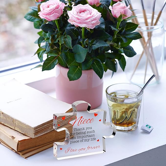 VELENTI Niece Gifts - Acrylic Block Puzzle Niece Gift - Cute Niece Gifts from Aunt, Uncle - Birthday, Christmas, Paperweights, Graduation Niece Gifts from Auntie - Novelty Gifts for Nieces