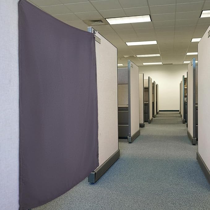 Pinkunn 40 x 48 Inch Office Cubicle Curtain with Stainless Steel Self Adhesive Hook Portable Privacy Door Partition Room Dividers Room Divider Office Divider for Office Cubicle(Gray Brown)