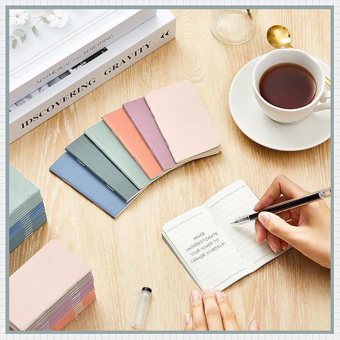 Outus 36 Pcs Pocket Notebook Mini Journal 2.5" x 4" Kraft Paper Mini Notepad Bulk Softcover Pocket Notepad Memo Diary Subject Notebooks for Student Traveler School(Morandi Color)