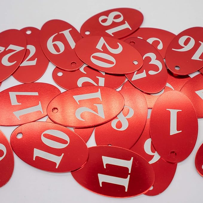 StayMax Aluminum Alloy Oval Number Tag Key Tag with Key Rings