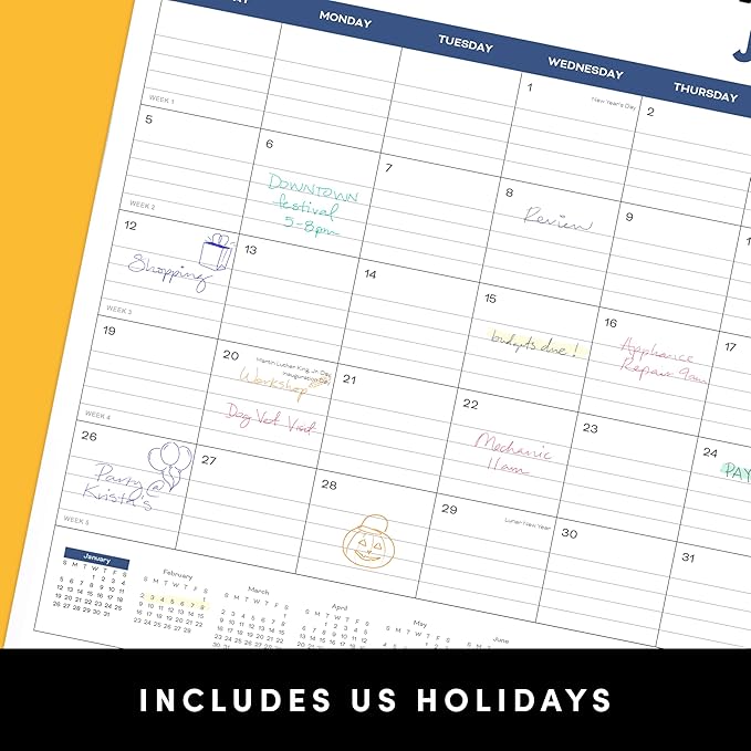 PAPERAGE Calendar 2025-12 Month, (Black), 3 Pack, Minimalist Wall and Desk Calendar with Monthly Views and Yearly Plans – Medium (11.5 in x 14.75 in)