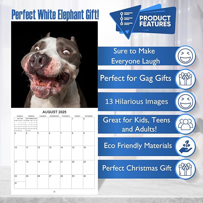 2025 Treat Time Monthly Wall Calendar - Dogs Making Funny Faces Trying to Catch Treats | 12" x 24" | Thick Sturdy Paper | Dog Calendar 2025