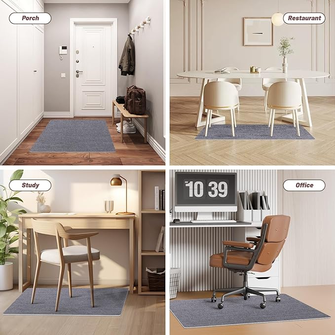 Office Chair Mat - for Hardwood Floors, Large Non-Slip Easy-Clean Floor Protection Blanket (Gray, “48 x 36in”).