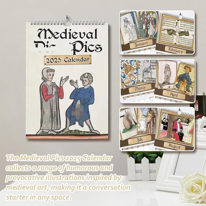 Medieval Pics 2025 Calendar, Medieval Pics Calendar, Funny Medieval Pics Calendar With Illustrations, Prank Medieval Wall Calendar, For History Enthusiasts Gift