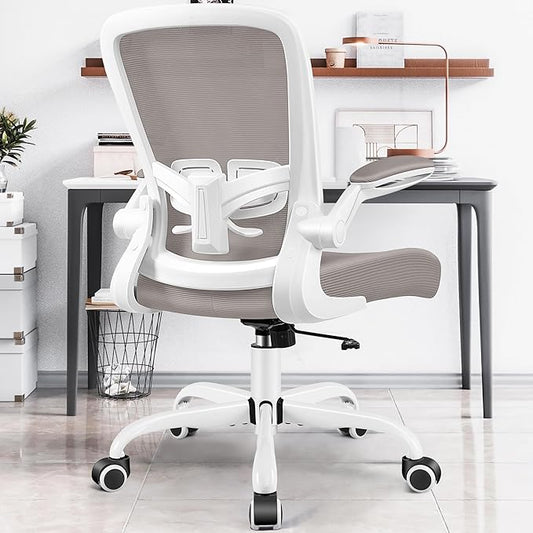 FelixKing Office Chair, Ergonomic Desk Chair with Adjustable Height and Lumbar Support Swivel Chairs, Desk Computer Chair with 90°Flip up Armrests for Conference Room (Gray)