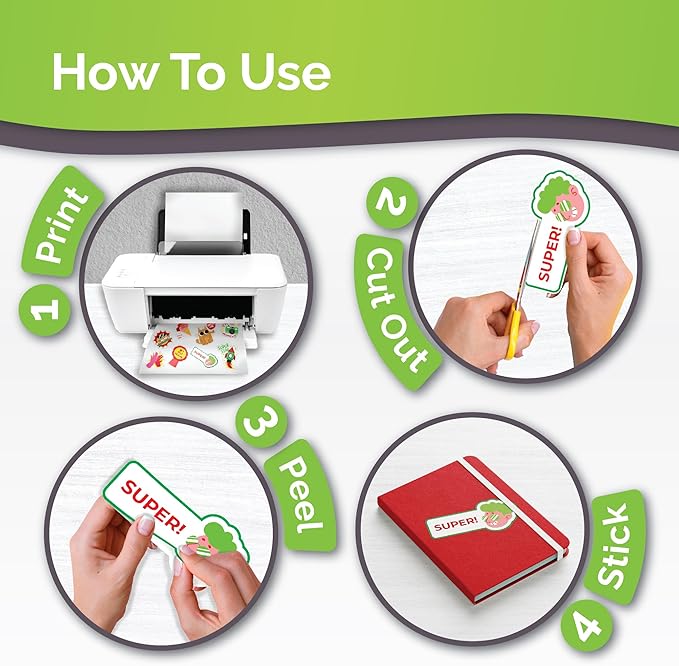 Premium Printable Vinyl Sticker Paper for Inkjet & Laser Printer - 34 Sheets Self-Adhesive Sheets Matte White Waterproof, Dries Quickly Vivid Colors, Holds Ink well- Tear Resistant