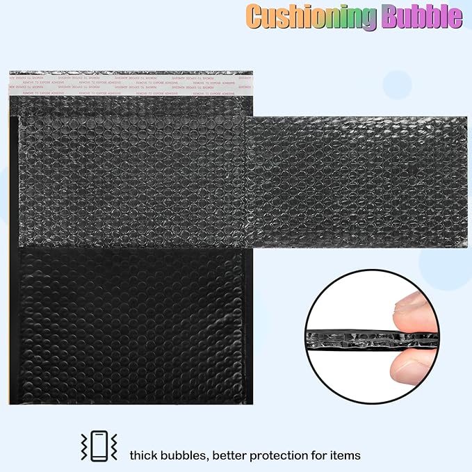 8.5 x 12 Inch Bubble Mailers, 30 Pack Self-Seal Poly Padded Envelope, Waterproof Shipping Bags for Small Business, Black