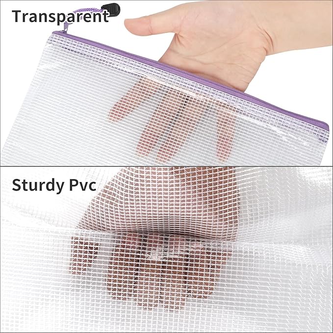 EOOUT 30pcs Mesh Zipper Pouch Bags, 8 Sizes Plastic Zipper Bags, 8 Colors Waterproof Zipper Pouches for Organization, Multipurpose for Travel, School Supplies, Office Appliances and Home Organization