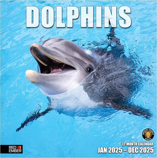 RED EMBER Dolphins 2025 Wall Calendar 12 Month | 12" x 24" Open | Thick & Sturdy Paper | Giftable | Calendar 2025