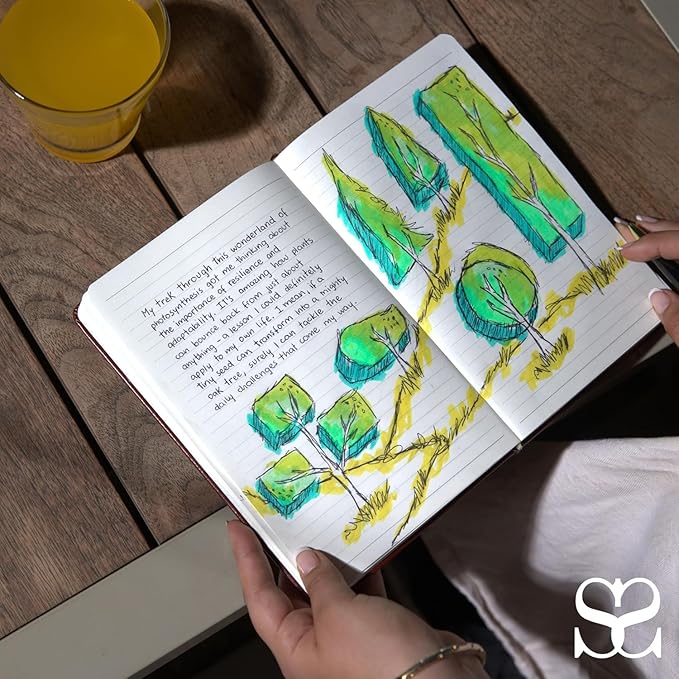 SETTINI® Lined Journal - Modern White Journal for Writing Gift Set - Hardcover Vegan Leather, Includes Luxury Pen in a Unique Pen Holder, 192 Pages, 6 x 8.5 inches, Birthday Gifts