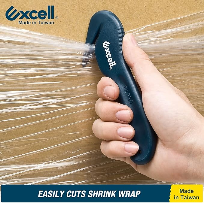Excell Stretch Film Angled Cutter Suit Warehouse,Factory, Ergonomic Film Cutting Blade Safe and Efficient Cutting for Cryovac, Plastic Bags, Shrink Wrap (Angled Cutter)