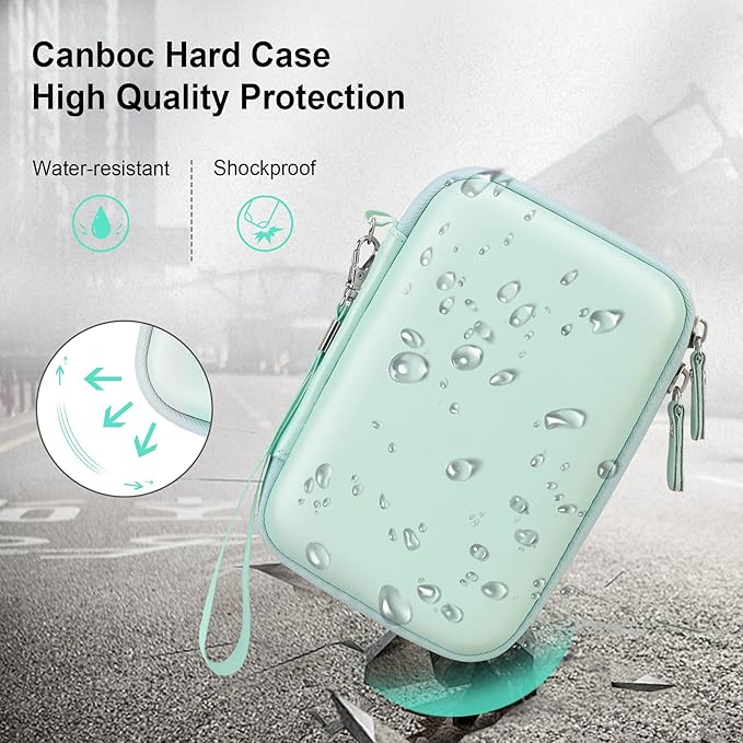 Canboc Case for Memoking/Ponek/Phomemo/Omezizy/Memoqueen T02 Mini Printer Sticker Printer/Phomemo M02 Printer, T02 Portable Thermal Printer Box for Thermal Paper, USB Cable, Green (Case Only) ﻿