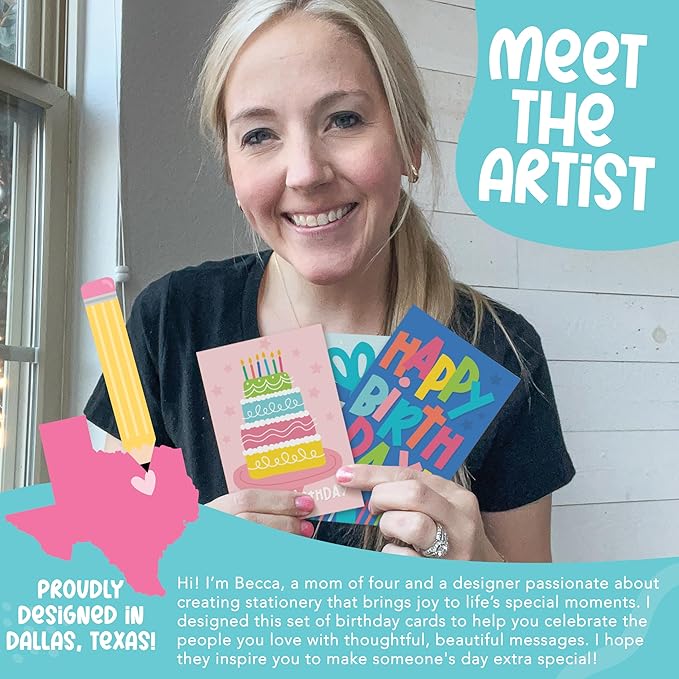 Hadley Designs 54 Happy Birthday Cards Bulk with Envelopes – Assorted Birthday Cards for Kids and Adults, Ideal for Personalization and Bulk Buyers (Colorful Doodle)