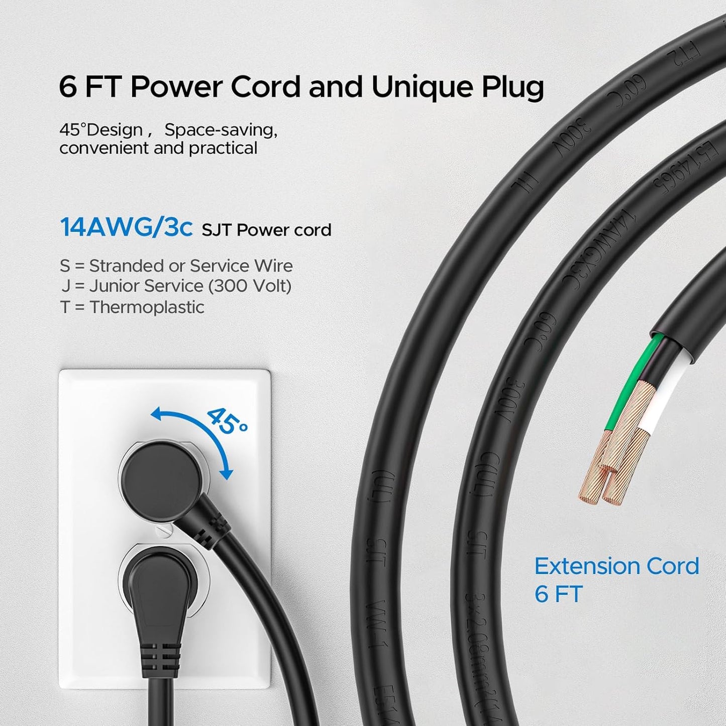 CRST 6 Outlet Surge Protector Power Strip 2100J with Switch, 15A/1875W Metal Heavy Duty Power Strip, Wide Spaced Wall Mount Power Bar for Garage Worshop Home School, 6 FT Cord（ Black+Yellow）