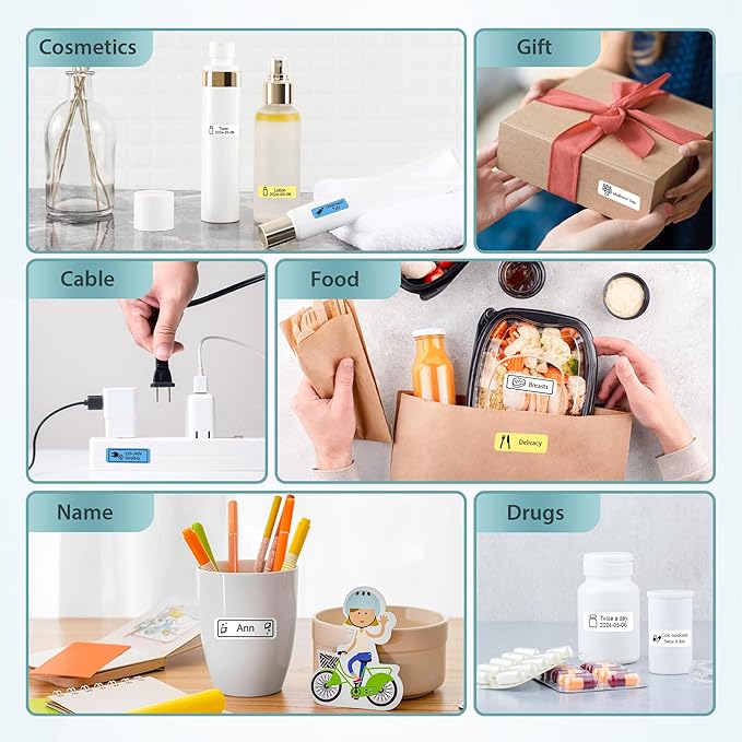 P21 Label Maker Machine with Tape, Bluetooth Label Printer Thermal Mini Label Makers with Built-in Cutter and Multiple Templates, Portable Printers for School, Office, Home Use (Blue)