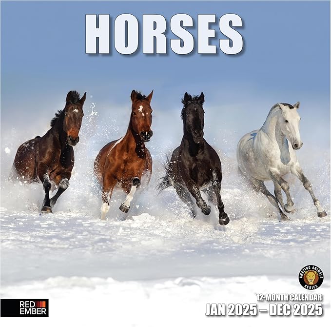 RED EMBER Horses 2025 Wall Calendar 12 Month | 12" x 24" Open | Thick & Sturdy Paper | Giftable | Calendar 2025