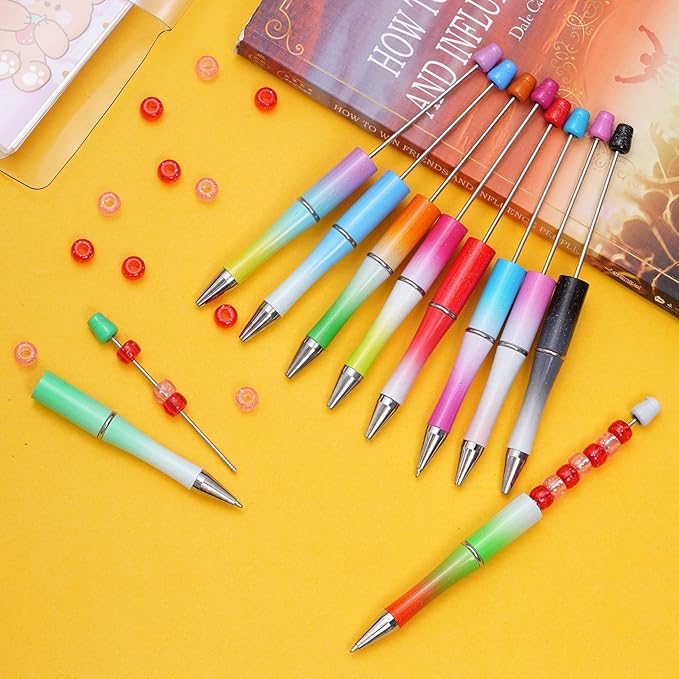 jiebor 30Pcs Beadable Pens Plastic Bead Pen Black Ink Ballpoint Pens Diy Pens Cute Cool Pens for Journaling Teacher Bridal Graduation Gift Office Supplies