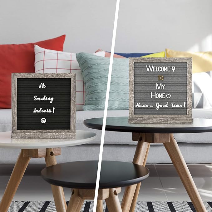 Double Sided Felt Letter Board with Letters - Pre Cut & Sorted 725 letters with Stand, Cursive Style Letters, Big Letters, Plastic Organizer, Tabletop Display, Rustic Farmhouse Wall Decor